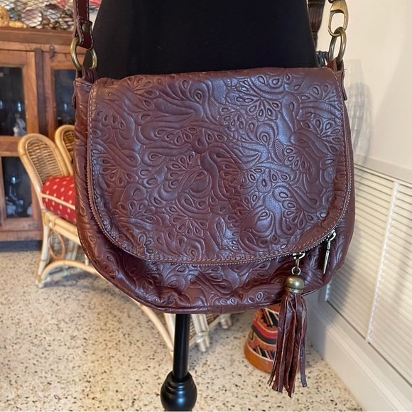 BORSE IN PELLE BOHEMIAN Brown Tooled Leather Crossbody Handbag! Great condition! - Picture 5 of 12